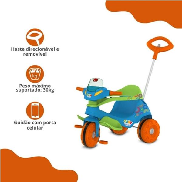 Imagem de Triciclo de Passeio e Pedal Velobaby G2 Menino Bandeirante