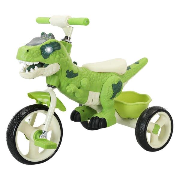 Imagem de Triciclo Dinossauro Passeio Motoca Infantil C/ Cesta Luz Som - DM TOYS