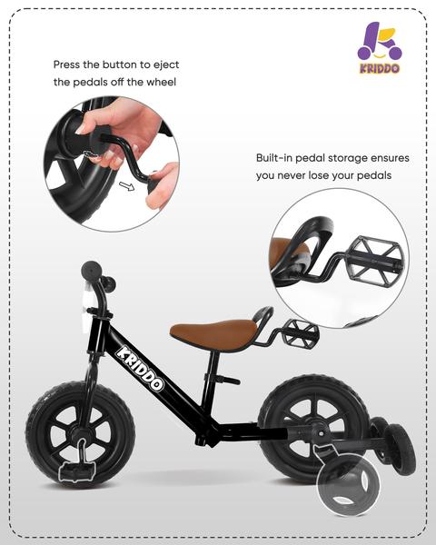 Triciclo e bicicleta de equilíbrio KRIDDO 2 em 1 para crianças 18M-3Y preta Imagem de Triciclo e bicicleta de equilíbrio KRIDDO 2 em 1 para crianças 18M-3Y preta
