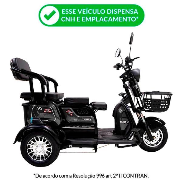 Imagem de Triciclo Elétrico - Smart PAM - 800w 48v 25Ah - Preto - Plug and Move