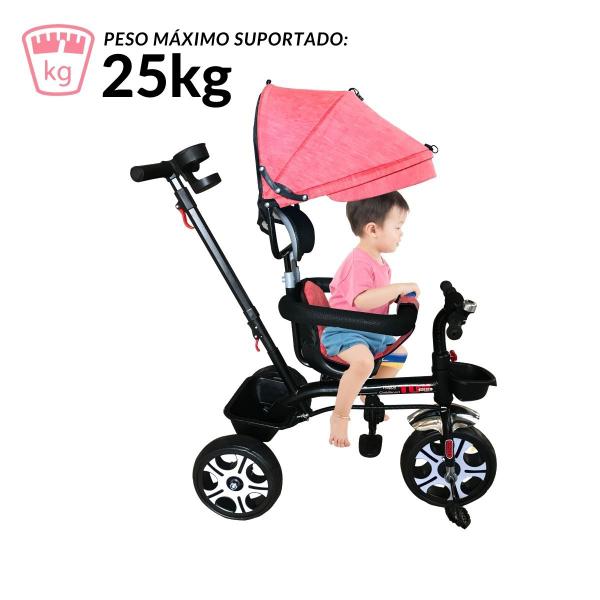 Imagem de Triciclo Empurrador Infantil Com Capota Cestinha E Pedal 2x1