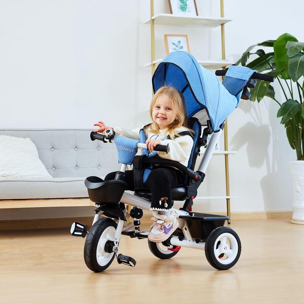 Imagem de Triciclo EOOWOY Baby Trike 6 em 1 com alça de pressão 18M-5Y azul