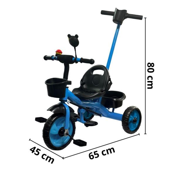 Imagem de Triciclo Infantil 2 em 1 com Empurrador e Pedal Bicicleta 3 Rodas Motoca Azul Importway Bw311