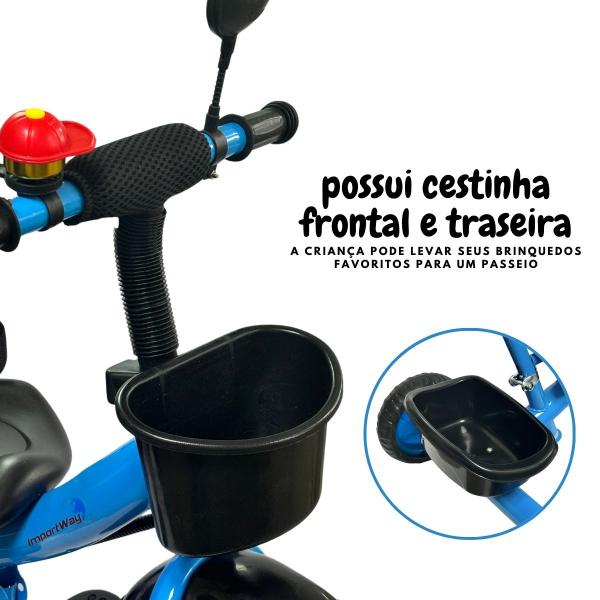 Imagem de Triciclo Infantil 2 em 1 com Empurrador e Pedal Bicicleta 3 Rodas Motoca Azul Importway Bw311