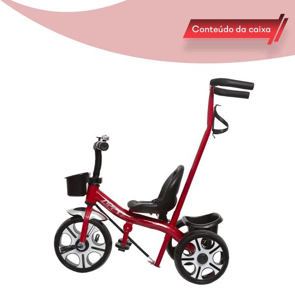 Imagem de Triciclo Infantil 3 Anos Cestinhas Buzina Cinto Zippy Toys