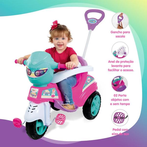 Imagem de Triciclo Infantil Baby City Menina com Empurrador - Maral 3150