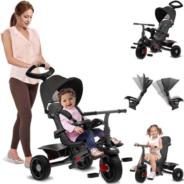 Imagem de Triciclo Infantil Bandeirante Smart Comfort Caçamba Pedal e Passeio Aro Preto