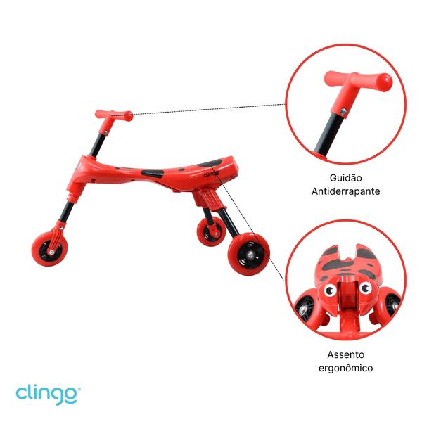 Imagem de Triciclo Infantil Bicicleta Dobrável Infantil Clingo - Vermelho e Preto