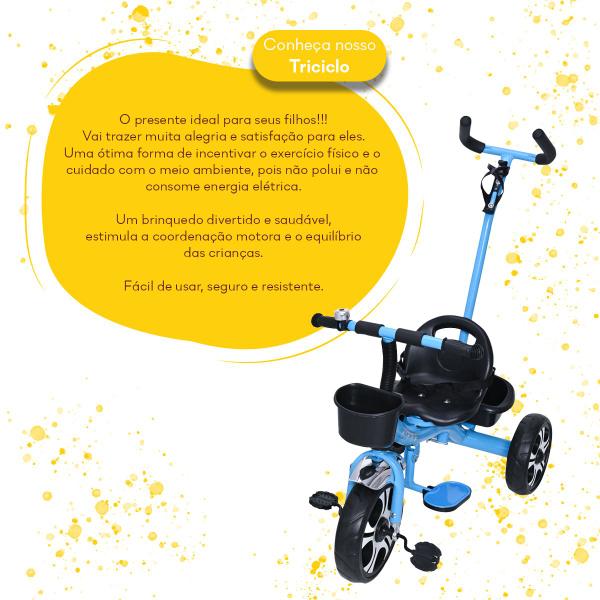 Imagem de Triciclo Infantil C/ Apoiador Duas Cestinhas Buzina Pedal