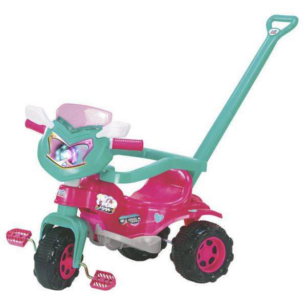 Imagem de Triciclo Infantil c/Empurrador Tico-Tico Uni Rosa Magic Toys