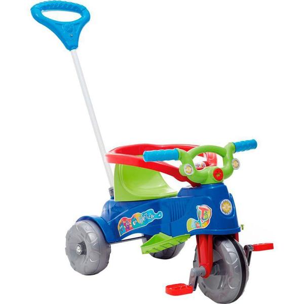 Imagem de Triciclo Infantil Calesita Ta Te Tico - 2 em 1 - Pedal e Passeio com Aro - Azul/Verde/Vermelho