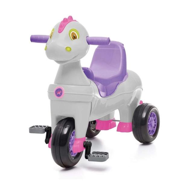 Imagem de Triciclo Infantil Carrinho de Passeio Didino Rosa com Pedal e Empurrador Calesita - 1022