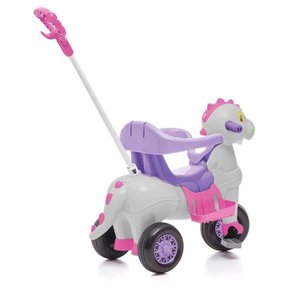 Imagem de Triciclo Infantil Carrinho de Passeio Didino Rosa com Pedal e Empurrador Calesita - 1022