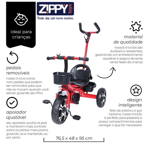 Imagem de Triciclo Infantil Com Apoiador Apoio Para Os Pes Zip Toys