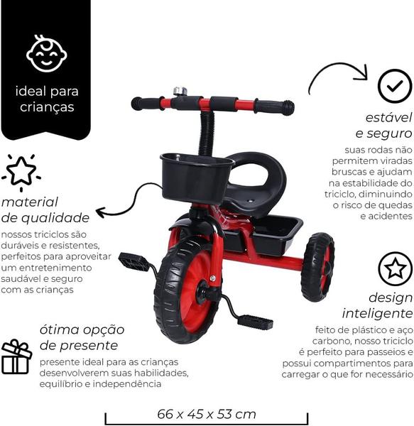 Imagem de Triciclo Infantil Com Cestinha + Buzina Zippy Toys