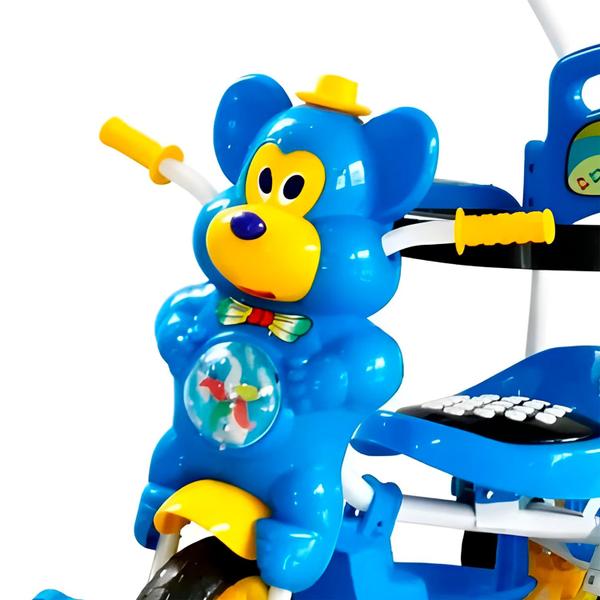 Imagem de Triciclo Infantil Com Empurrador E Cobertura Azul - Dm Toys