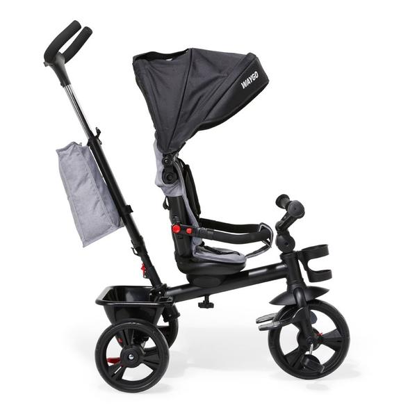 Imagem de Triciclo Infantil Com Empurrador Waygo Cinza Replay Kids