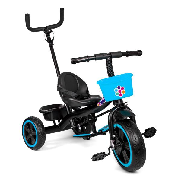 Imagem de Triciclo infantil com guidão e pedal 2 em 1 cesto passeio mega compras