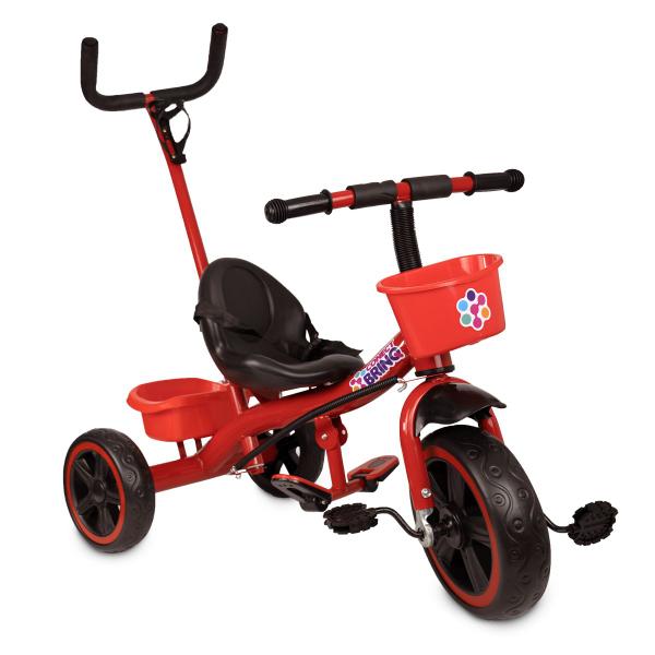 Imagem de Triciclo infantil com guidão e pedal 2 em 1 cesto passeio mega compras