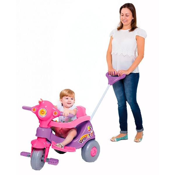 Triciclo Infantil com Haste Direcionável - Velocita - Lilás - Calesita Imagem de Triciclo Infantil com Haste Direcionável - Velocita - Lilás - Calesita