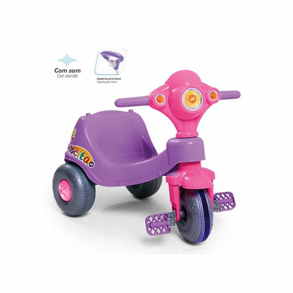 Triciclo Infantil com Haste Direcionável - Velocita - Lilás - Calesita Imagem de Triciclo Infantil com Haste Direcionável - Velocita - Lilás - Calesita