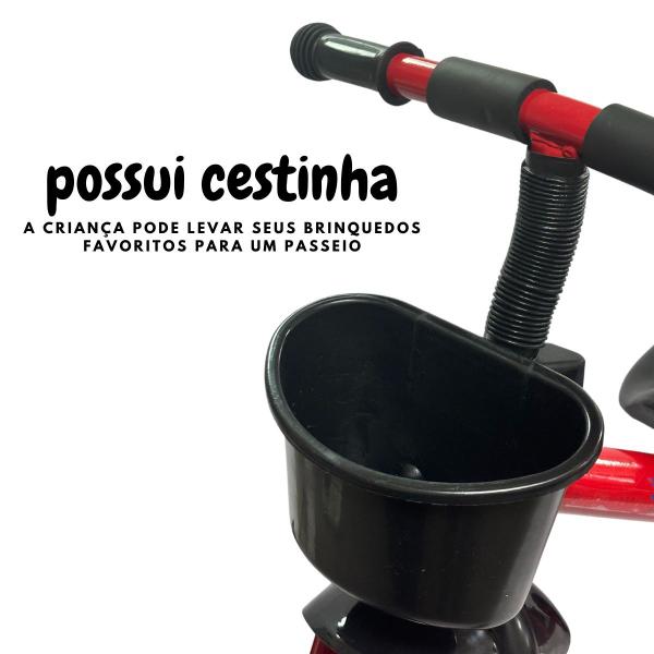 Imagem de Triciclo Infantil com Pedal Bicicleta Motoca 3 Rodas Passeio com Cestos Vermelho Importway Bw308vm