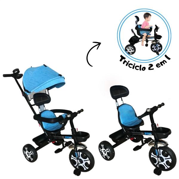 Imagem de Triciclo Infantil com Proteção Capota Pedal e Haste de Empurrar 25kg