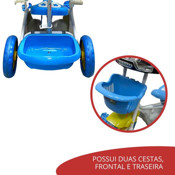 Imagem de Triciclo Infantil Com Toldo 2 Em 1 Importway Luzes Música Azul