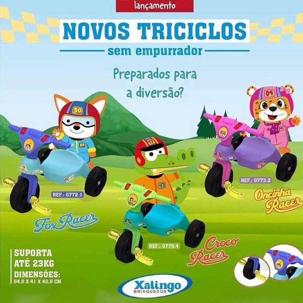 Imagem de Triciclo Infantil criança 24 Meses a 23 kg Sem empurrador Croco Racer Xalingo - 07754