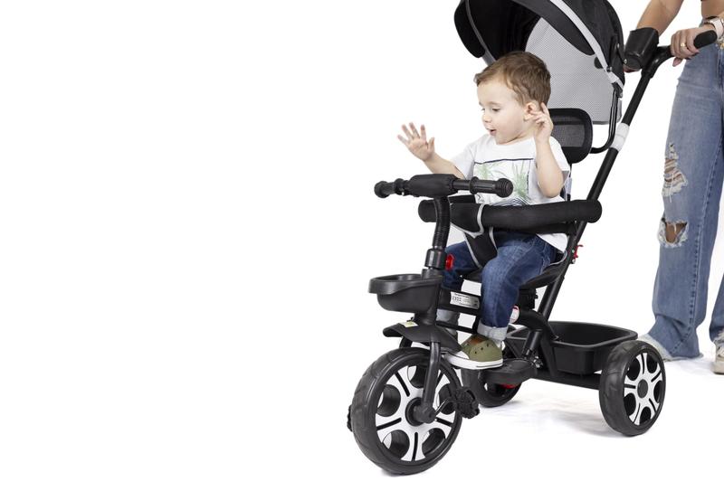 Imagem de Triciclo Infantil De Empurrar Multifuncional Com Pedal 2 Em 1 Com Capota Passeio Zupa