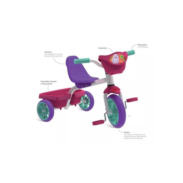 Imagem de Triciclo Infantil de Ferro Bandy Com Cestinha Pedal