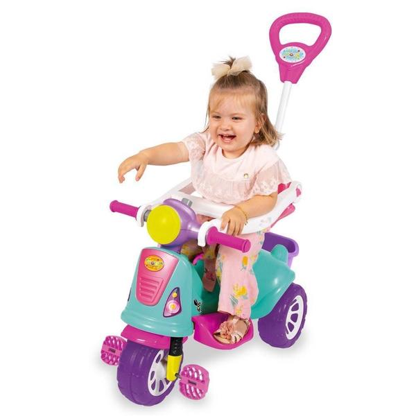 Imagem de Triciclo Infantil De Passeio E Pedal Andador Avespa Pink