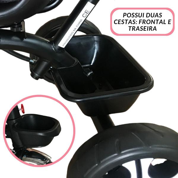 Imagem de Triciclo Infantil Empurrador Pedal Com Cestinha E Capota