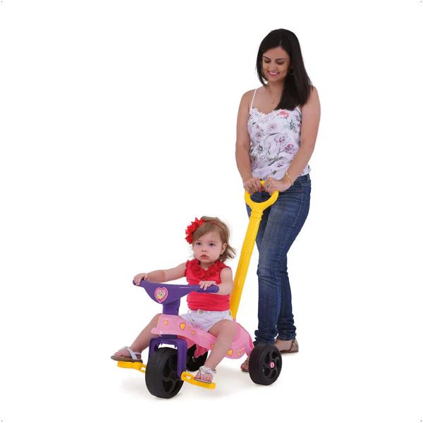 Imagem de Triciclo Infantil Fofinha com Empurrador Rosa e Roxo Xalingo - 0749.3