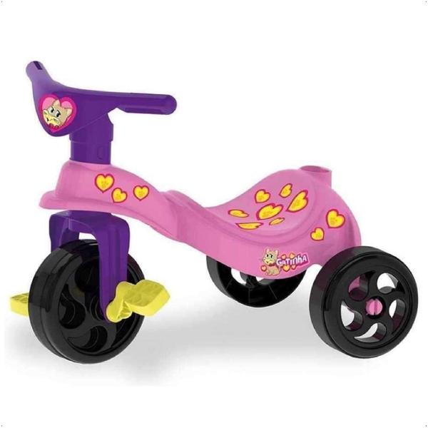 Imagem de Triciclo Infantil Fofinha com Empurrador Rosa e Roxo Xalingo - 0749.3