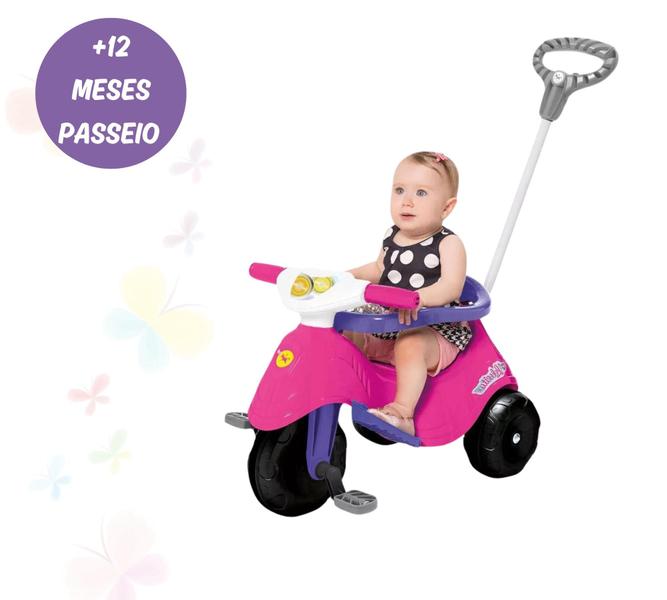 Imagem de Triciclo Infantil Lelecita Moto Com Empurrador Rosa 