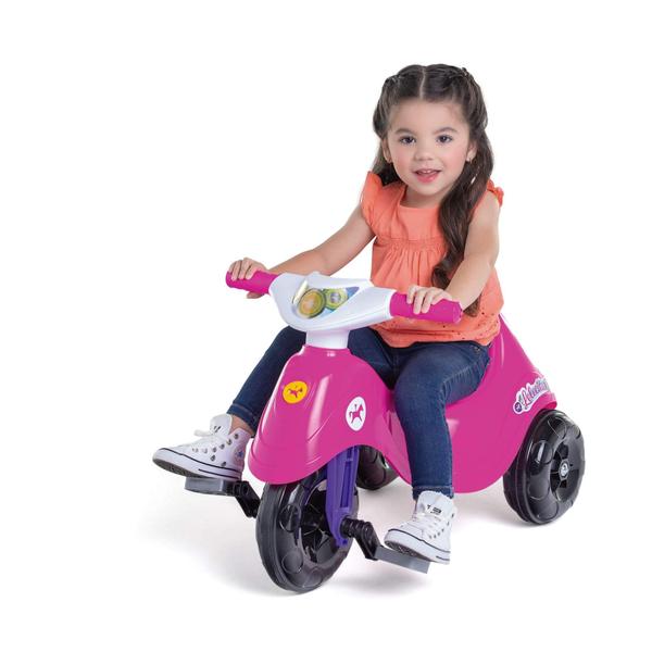 Imagem de Triciclo Infantil Lelecita Rosa com Pedal e Empurrador Calesita - 1006