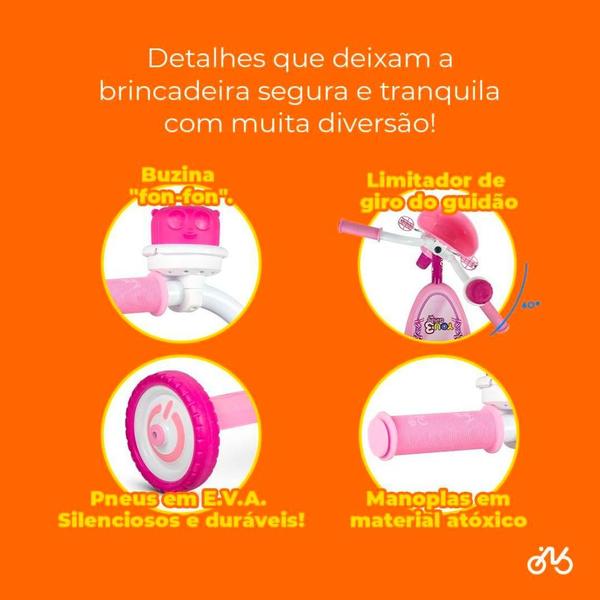 Imagem de Triciclo Infantil Menina Velotrol Motoquinha Com Pedal Motoca Bebê Nathor You Girl Rosa