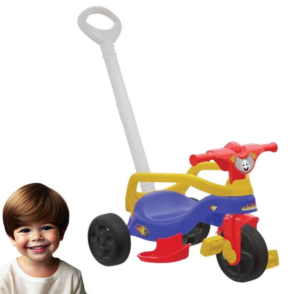 Imagem de Triciclo Infantil Menino Empurrador Passeio Completo Pedal