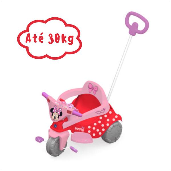 Imagem de Triciclo Infantil Minnie Disney 3 em 1 Adaptável Cor Rosa e Vermelho Até 30 Kg Xalingo - 07251