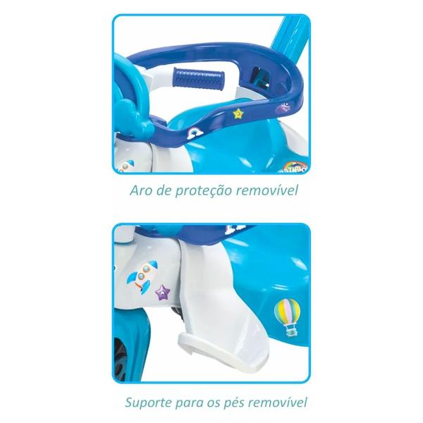 Imagem de Triciclo Infantil Motoca Empurrador Raibow Azul Magic Toys