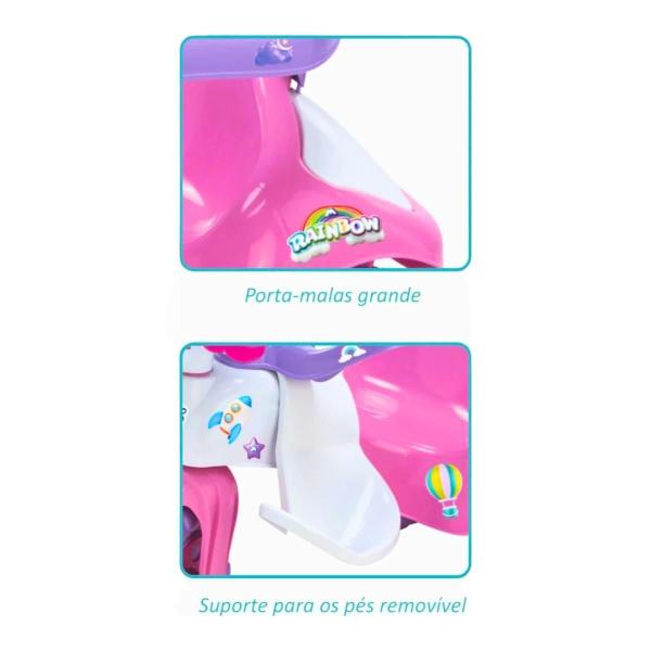 Imagem de Triciclo Infantil Motoca Empurrador Raibow Rosa Magic Toys