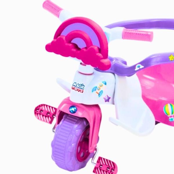 Imagem de Triciclo Infantil Motoca Empurrador Raibow Rosa Magic Toys