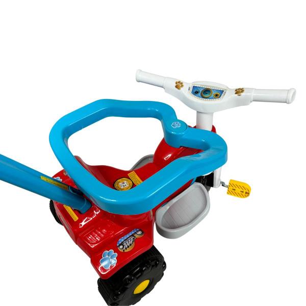 Imagem de Triciclo Infantil Motoquinha Tico Tico Velotrol Azul/Vermelho Pets com Aro Magic Toys