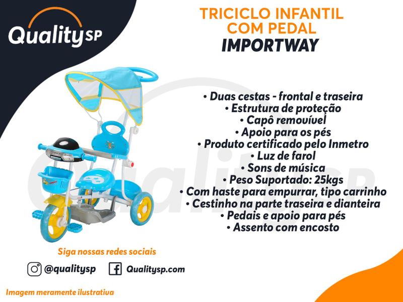 Imagem de Triciclo Infantil Passeio Empurrador 2 em 1 Importway