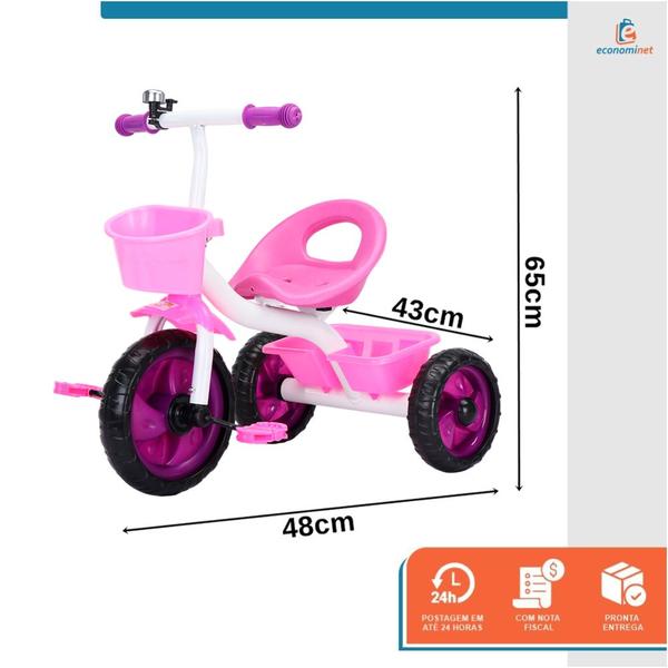 Imagem de Triciclo Infantil Pedal 3 Rodas Passeio Bicicleta Segurança Jony