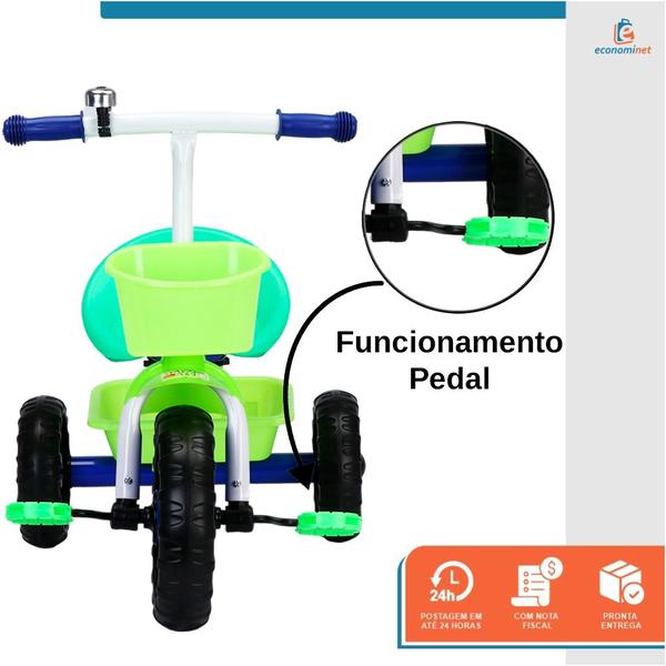 Imagem de Triciclo Infantil Pedal 3 Rodas Passeio Bicicleta Segurança Jony