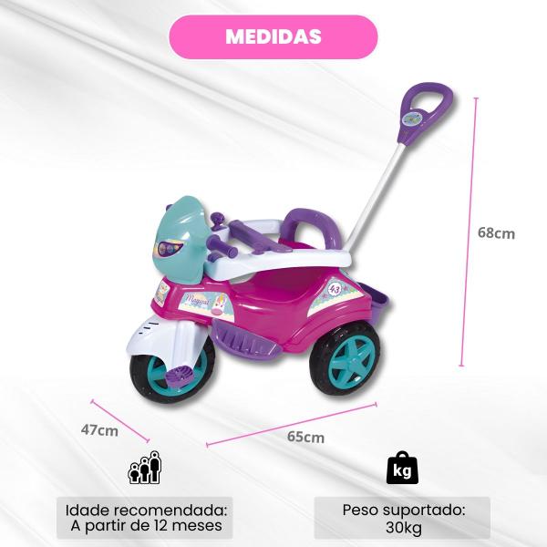 Imagem de Triciclo Infantil Pedal e Passeio Baby City Haste Direcionavel 