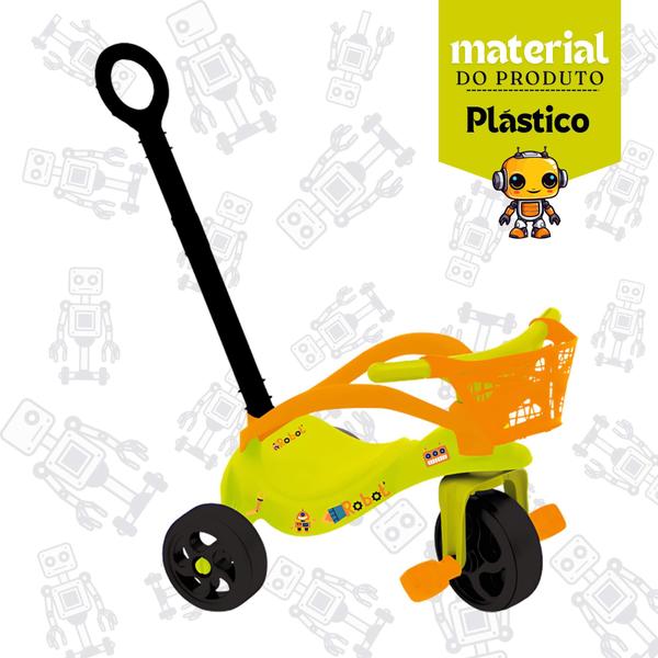 Imagem de Triciclo Infantil Robot com Empurrador, Proteção e Cestinha Xalingo - 10899