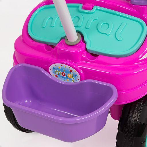 Imagem de Triciclo Infantil Rosa com Haste Guia e Pedal Funções 2 em 1